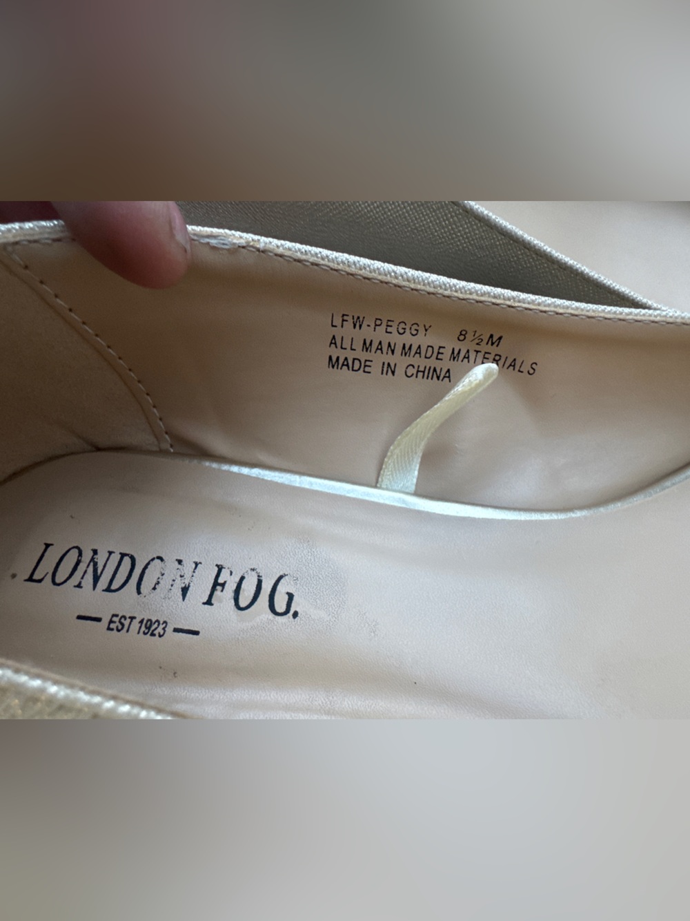 London Fog Champagne Pearl & Crystal Peep-Toe Flats - Picture 7 of 9